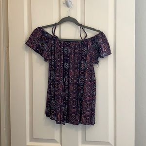 Off the shoulder psychedelic print top